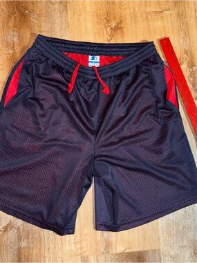 VTG Starter Blue Red seetru Basketball Pocket Shorts Medium Shiny Silky Mesh Y2K